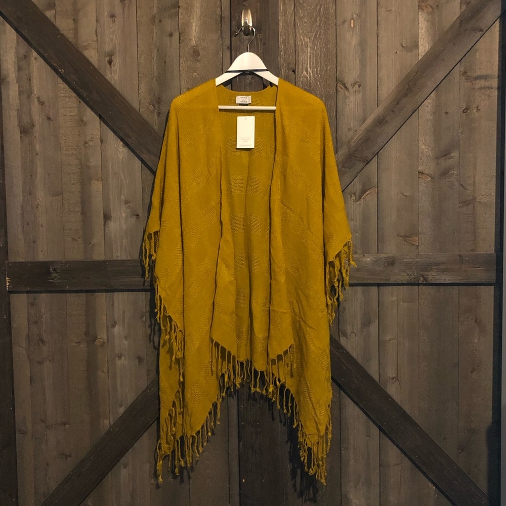 David And Young Mustard Poncho Style Cardigan NWT